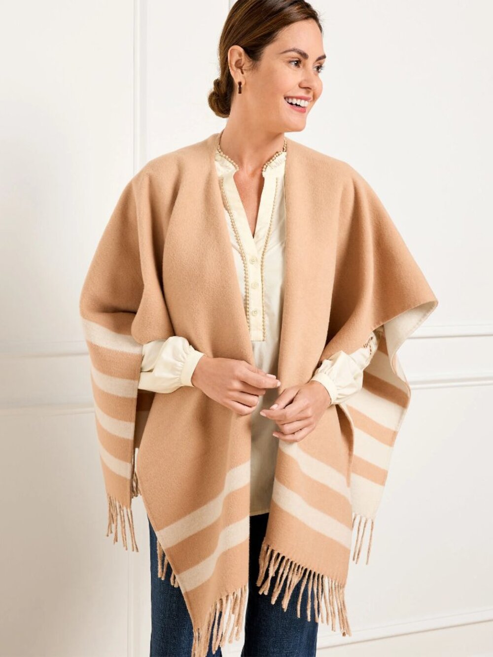 Talbots Reversible Double Face Ruana Wrap